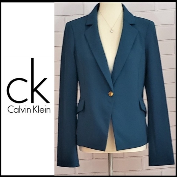 Calvin Klein Jackets & Blazers - NWT CALVIN KLEIN Single Breasted Teal Blazer 10